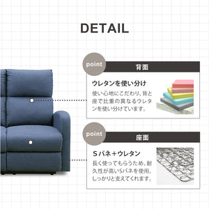 クルーンⅡ 3人掛けソファ 電動 リクライニング 幅180㎝ #ブルー