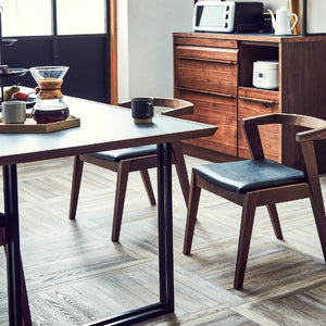 メグロ ダイニングテーブル #ウォールナット × メラミン グレー石目 #幅150cm #スチール脚A