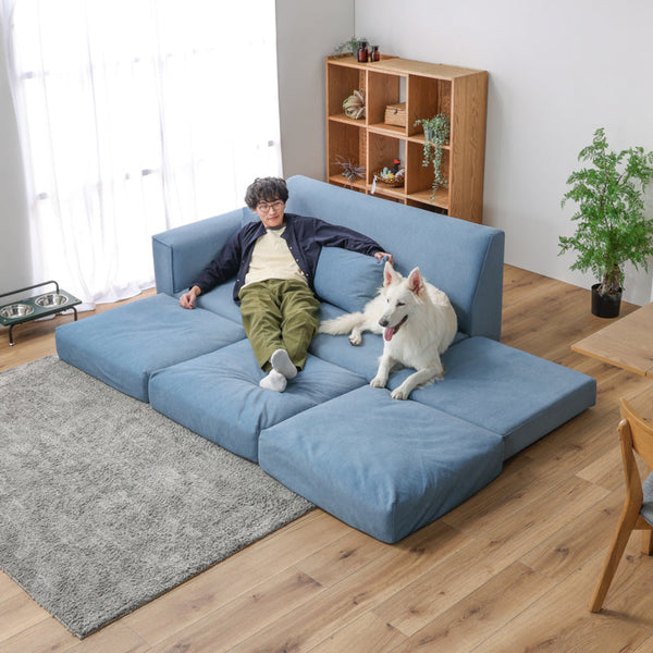 トビ― 右肘2.5人掛け オットマンセット #ストームブルー #右肘