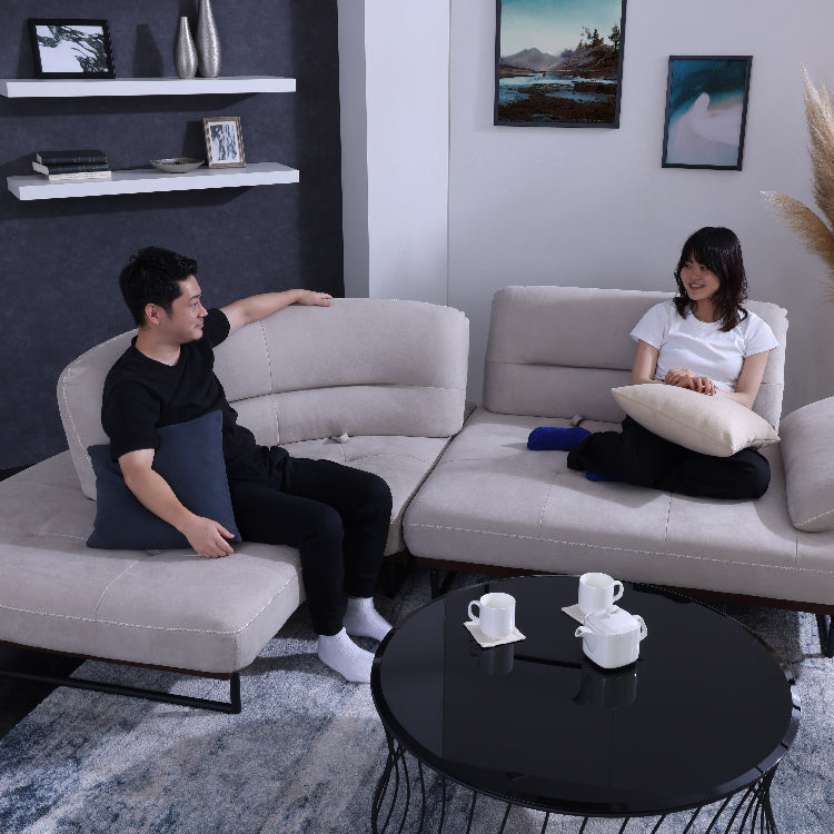 【2個口発送 ①】関家具　ラルスソファ　左カウチ　266㎝幅 Amazon｜【開梱設置便】 レザーテックス(Leathertex) ソファ