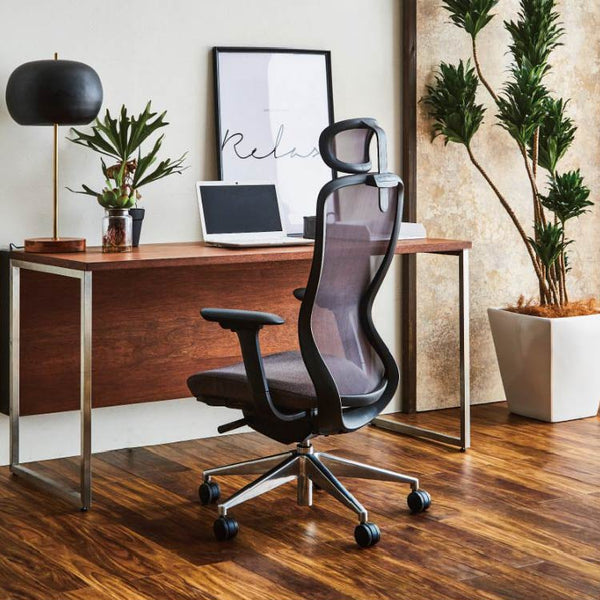 A03-E オフィスチェア  肘有 ヘッド有 #フレーム：ブラック / 座：オフブラック