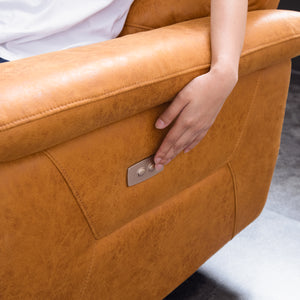 ボタンは楽に手が届く、肘側外面についています。 #PLT102 インディーブルー（プライムレザーテックス）