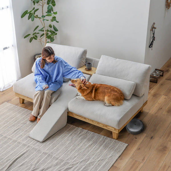 フラッフィル 3人掛けソファ 幅184cm スロープ付 ペット対応 カバーリング #ストーンホワイト