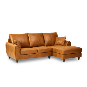 ヘンリー　左カウチソファ　幅218cm #LT01 キャメル（レザーテックス アニリン）