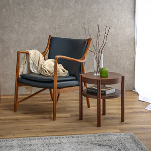 シリンダ サイドテーブル 幅49cm 棚付 #ウォールナット