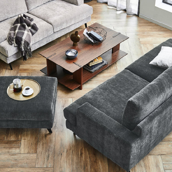 エレーナ ２人掛けソファ 幅164cm カバーリング お掃除ロボット対応 ファブリック #チャコール