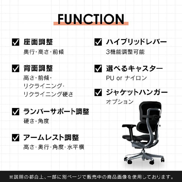 エルゴヒューマン プロⅡ ロータイプ #ブラック×ブラック #ウレタンキャスター
