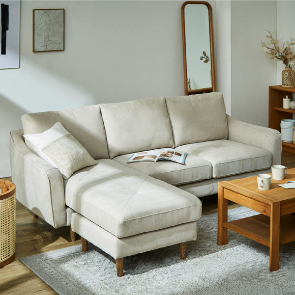 カウチはお部屋のレイアウトに合わせて、右カウチ・左カウチに組み替え可能です。 #LT01 キャメル #レザーテックス アニリン