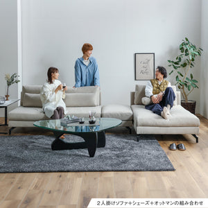 グラシエーロ　2人掛け＆シェーズ＆オットマン #PLT111 プラチナグレー #プライム レザーテックス