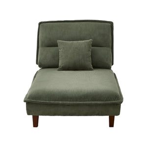 コンバ 1人掛け シェーズロング ソファ 背もたれ可動 クッション付 #グリーン