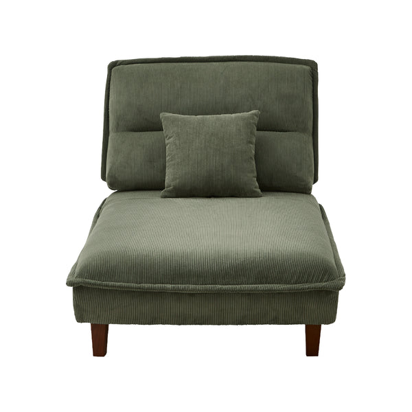 コンバ 1人掛け シェーズロング ソファ 背もたれ可動 クッション付 #グリーン