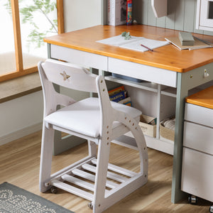 アリエル⑤ 学習チェア キャスターロック ランドセル収納 高さ調節可能 #背♡ / 座ピンク