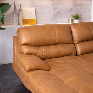 メーダ　右スモールカウチソファ　幅240cm #PLT102 インディーブルー（プライムレザーテックス）