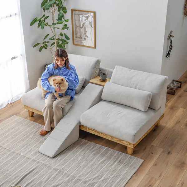 フラッフィル 3人掛けソファ 幅184cm スロープ付 ペット対応 カバーリング #ストーンホワイト