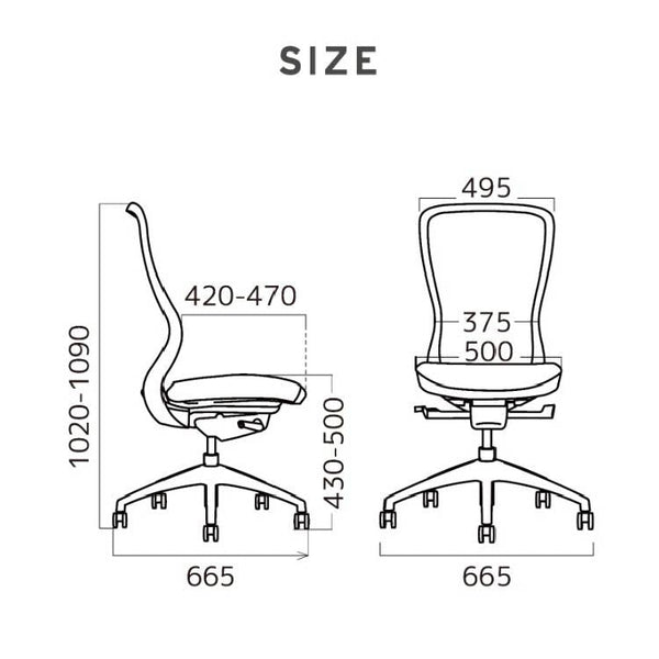 A03-E オフィスチェア 肘無 ヘッド無 #フレーム：ブラック / 座：オフブラック #肘なし