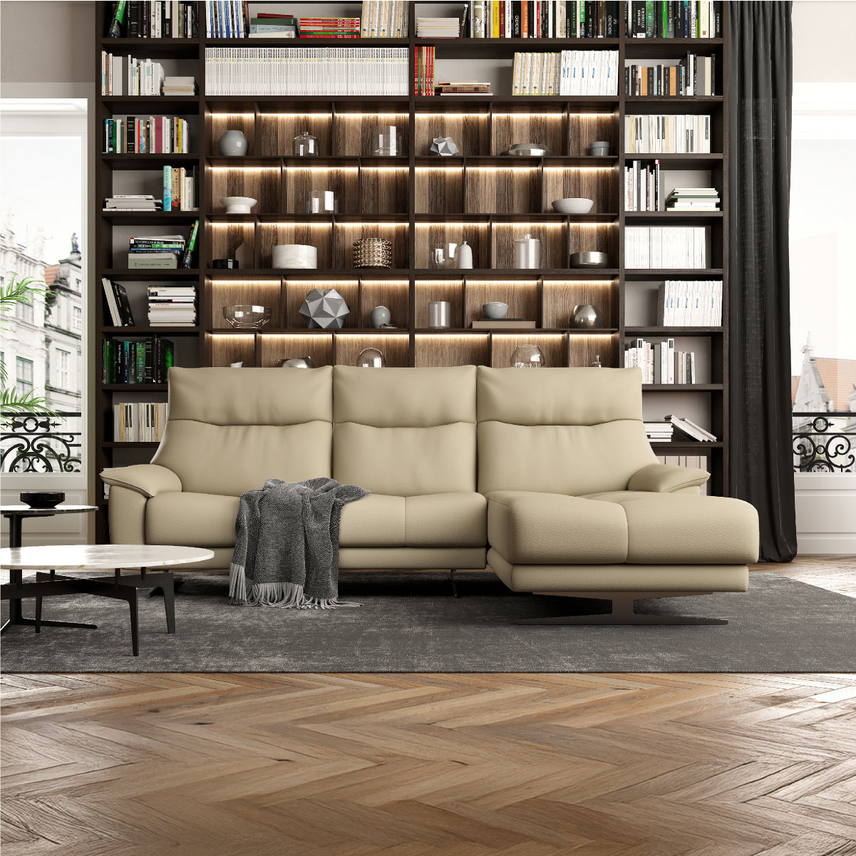 スペイン製カウチソファー　テレビ台セット　火曜日まで ライベラA ステン脚 カウチソファ ｜関家具公式通販サイト