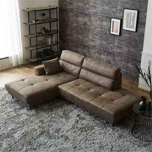 上質感あふれるデザインと細部へのこだわりに、デイベッドのような多彩な寛ぎを融合。 #PLT112 ヨーロピアングレー（プライムレザーテックス） #左カウチ