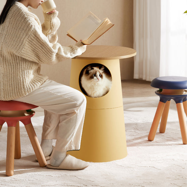 ナチュラルな天板とポップなカラーの組み合わせが置くだけでお部屋の雰囲気を明るく演出します。 #グリーン