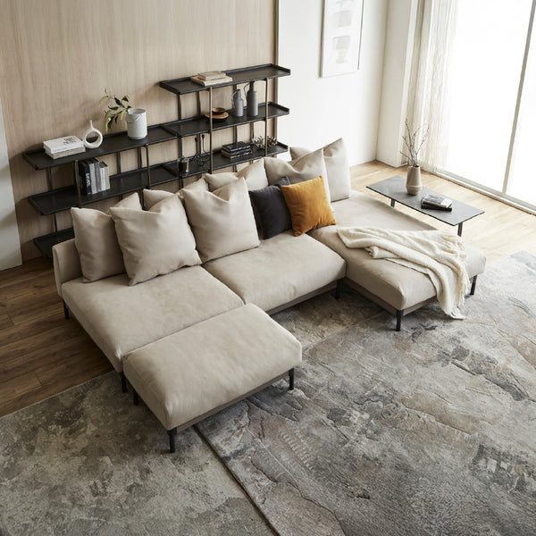 3P／シェーズ／オットマン #PLT111 プラチナグレー（プライムレザーテックス）