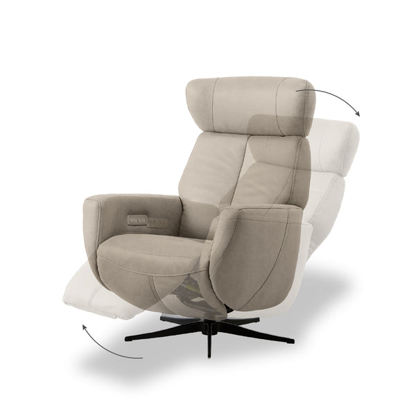 背を起こしたまま足を伸ばして映画を見るなど、あらゆるシーンでの最適な姿勢に対応します。 #PLT111 プラチナグレー（プライムレザーテックス）