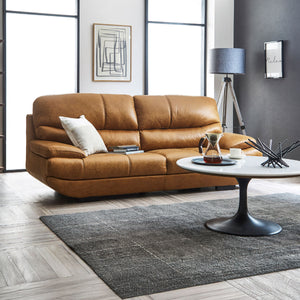 メーダ　3人掛けソファ　幅210cm #LT01 キャメル（レザーテックス アニリン）