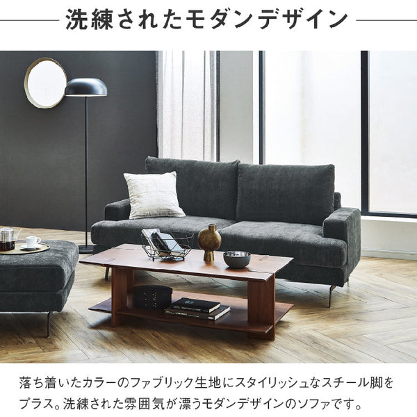 エレーナ ２人掛けソファ 幅164cm カバーリング お掃除ロボット対応 ファブリック #チャコール