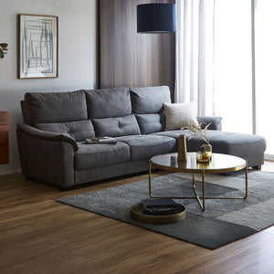 センプレ　左カウチソファ　幅241cm #LT01 キャメル（レザーテックス アニリン）