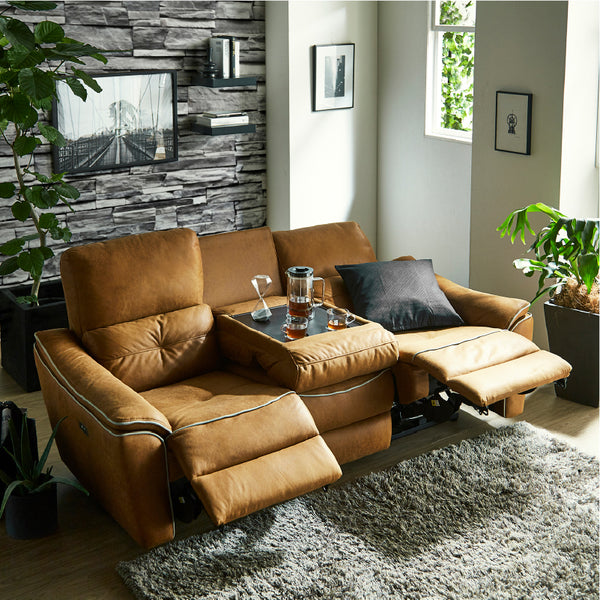 ３人掛け（LT01キャメル） #PLT102 インディーブルー（プライムレザーテックス）