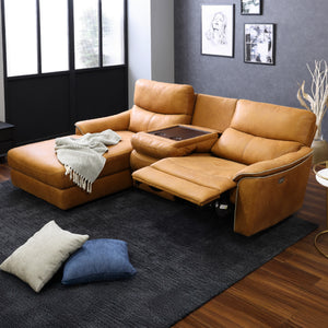 最大145度のリクライニングで、静かで優雅なひとときをお楽しみください。 #LT01 キャメル（レザーテックス アニリン）