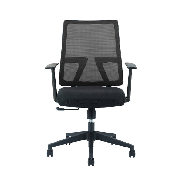 ショット オフィスチェア 肘付 昇降式 #ブラック