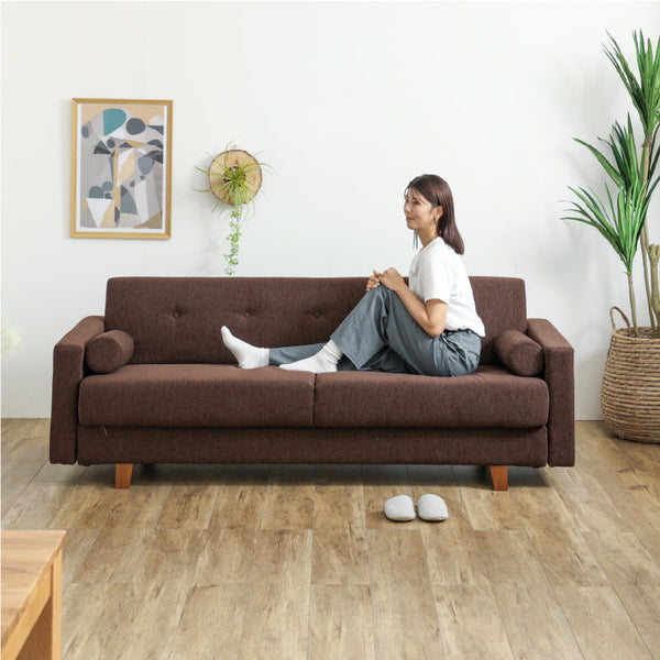 バサラ ソファベッド 幅196cm 収納付 大容量 ファブリック #ダークブラウン