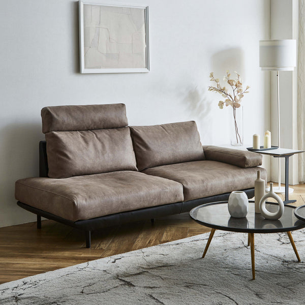 コスターナ　3人掛けソファ　幅198cm #PLT112 ヨーロピアングレー×ET82 ロイヤルブラック（プライムレザーテックス）