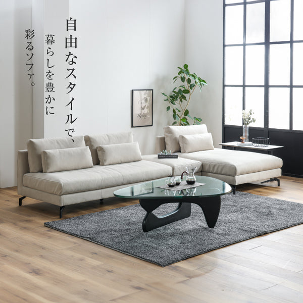 グラシエーロ　2人掛け＆シェーズ＆オットマン #PLT111 プラチナグレー #プライム レザーテックス