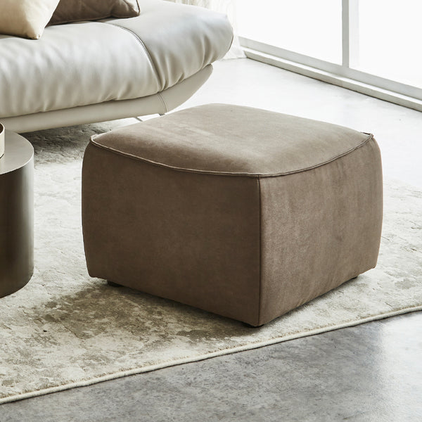 ドロテア　オットマン（L） #LT03 チャコールブラック（レザーテックス アニリン）