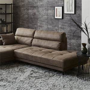 重厚感と柔らかさをあわせ持つイタリアンデザイン。リビングに洗練された深みをもたらします。 #PLT112 ヨーロピアングレー（プライムレザーテックス） #左カウチ