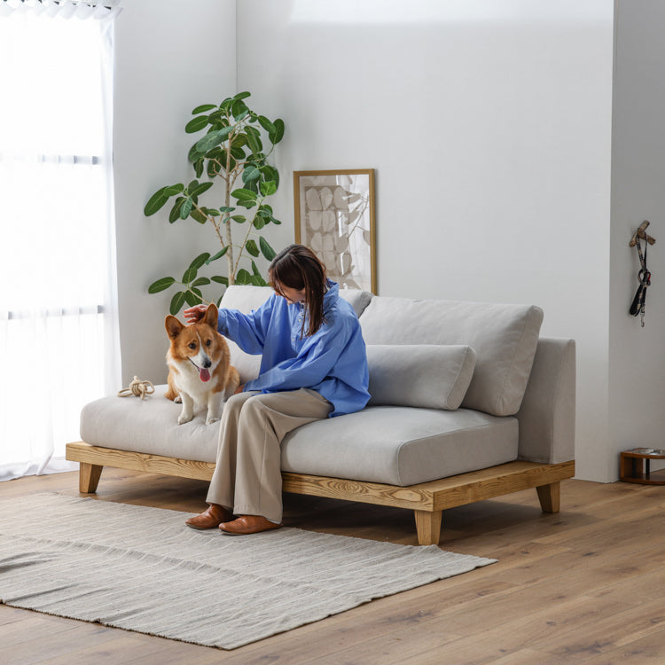 フラッフィル 3人掛けソファ 幅184cm スロープ付 ペット対応 カバーリング