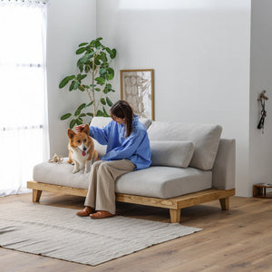 フラッフィル 3人掛けソファ 幅184cm スロープ付 ペット対応 カバーリング #ストーンホワイト