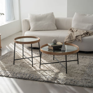 センター＆サイドテーブル ペンテ  ディテールが美しい、ガラス天板のテーブル。 #オーク