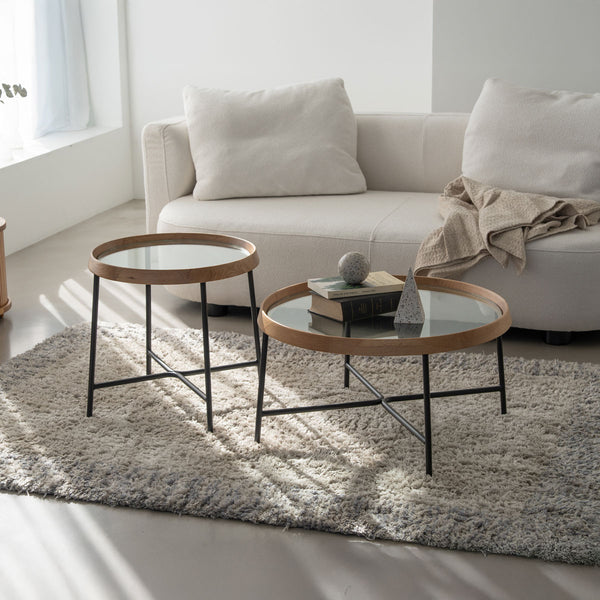 センター＆サイドテーブル ペンテ  ディテールが美しい、ガラス天板のテーブル。 #オーク