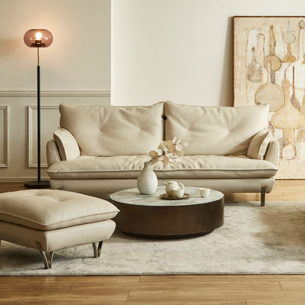 ゼルモンド　3人掛けソファ #LT01 キャメル（レザーテックス アニリン）