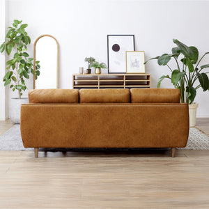 背面もきれいに仕上げているため、お部屋に中央にレイアウトすることも可能です。 #LT01 キャメル #レザーテックス アニリン