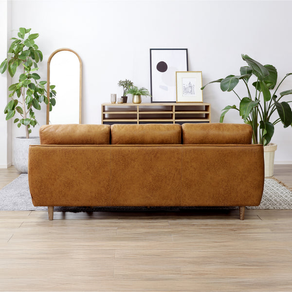 背面もきれいに仕上げているため、お部屋に中央にレイアウトすることも可能です。 #LT01 キャメル #レザーテックス アニリン