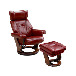 アニータ リクライニングチェア 本革 リクライニング130度 回転式 収納付 #ルビーレッド