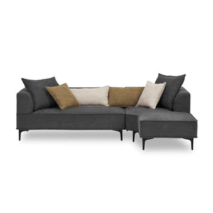 コモル カウチソファ 組み換え クッション付 お掃除ロボット対応 ファブリック #ダークグレー #左カウチ