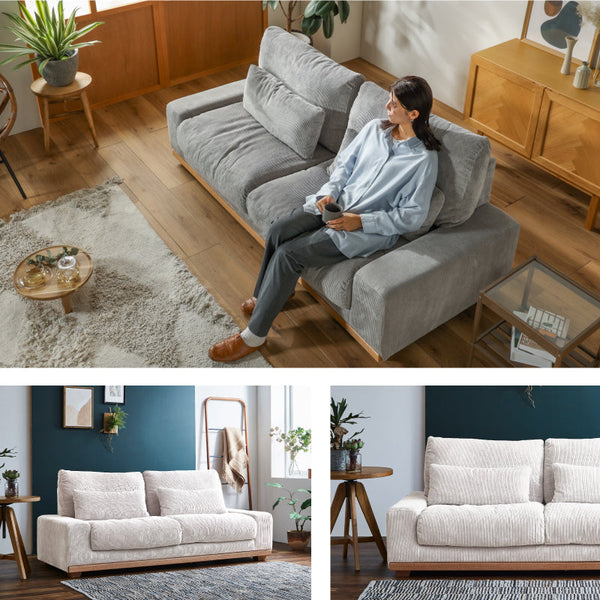 アイモ 3人掛けソファ 幅190cm ランバークッション付 #グレー