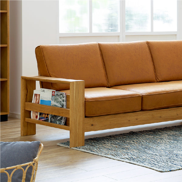 フレームはオイル仕上げなので、木の質感や経年変化をお楽しみいただけます。 #LT03 チャコールブラック（レザーテックス アニリン）