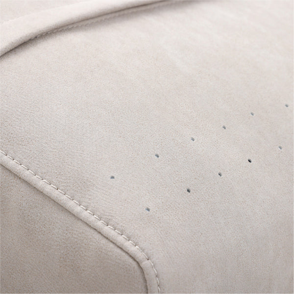 クッションの裏側下部分には空気孔があり、クッション内の空気を排出することでゆっくりと沈みます。 #PLT111 プラチナグレー（プライムレザーテックス）