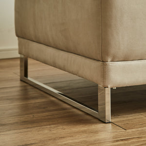 ステンレスのシルバー脚を使用しているため、シックで上品な雰囲気を醸し出してくれます。 #LT04 クラフトベージュ（レザーテックス アニリン）