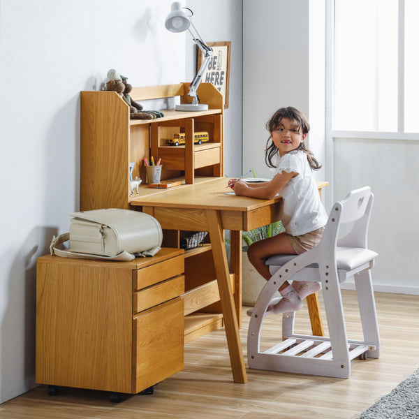 アリエル⑤ 学習チェア キャスターロック ランドセル収納 高さ調節可能 #背♡ / 座ピンク