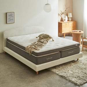 防ダニ・抗菌・防臭効果のある「マイティトップ®Ⅱ」樹脂綿を使用。通常の綿より通気性がよく、吸湿発散性に優れた高密度ニット生地とともにサラッとした肌触りを実現します。※画像はクイーンサイズです。 #クイーンサイズ